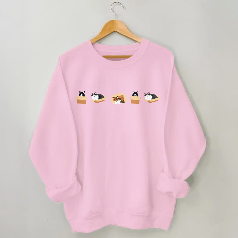 Plus Size Box Cat Sweatshirt - Pink - 3XL - image 4