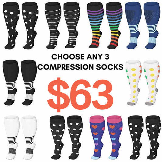 2XL-4XL Plus Size Polka Dots Compression Socks