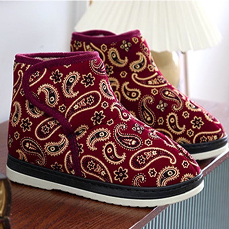 Plus Size Gold Embroidery Slippers - Wine - EU40-41(US7-7.5) - image 12