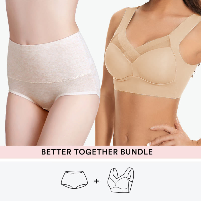 Bundle Plus Size Wireless Bras +High Waist Panty