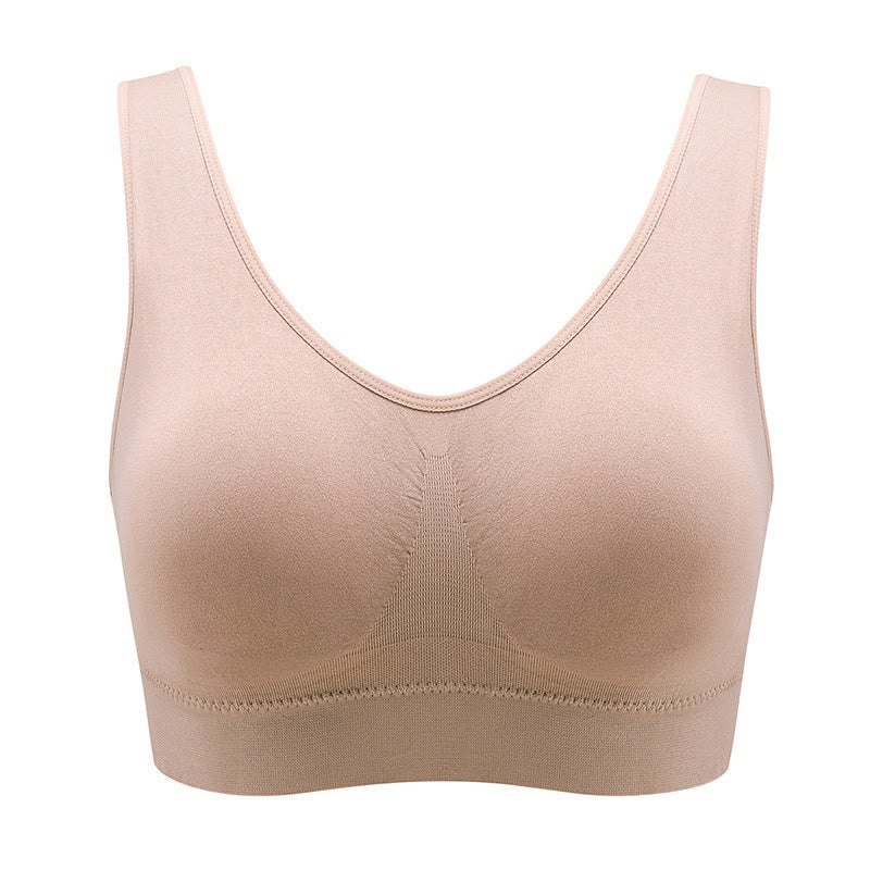 Plus Size Breathable Sports Wireless Bra - Nude - 5XL - image 5