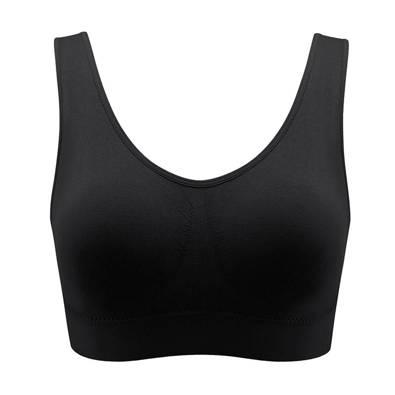 Plus Size Breathable Sports Wireless Bra - Black - 5XL - image 1