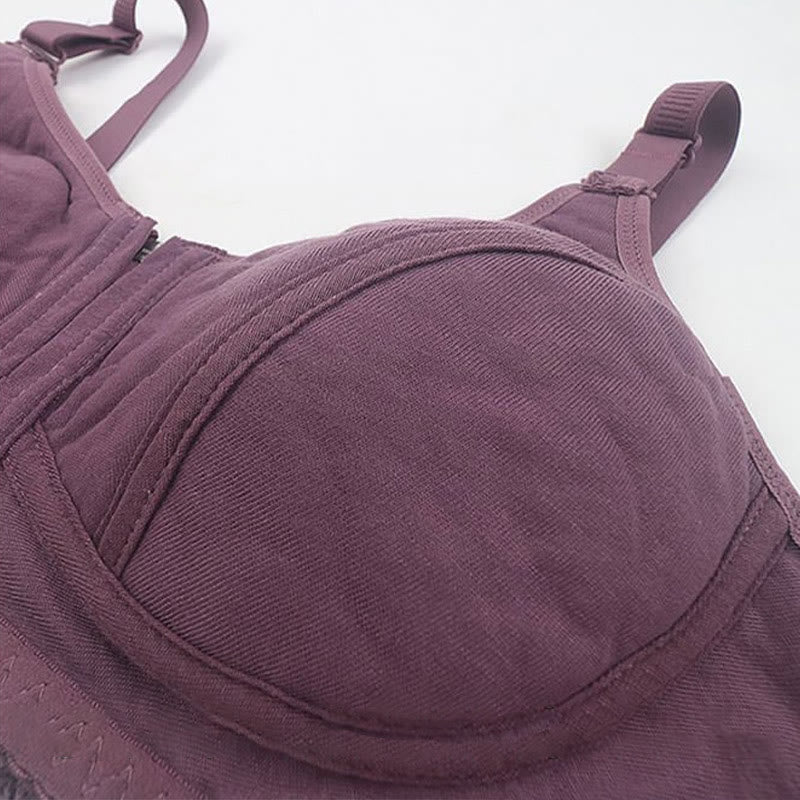 Plus Size Front Closure Zipper Lift Wireless Bra