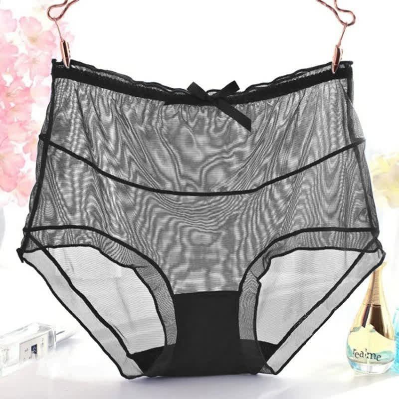 Plus Size Sexy High Waist Lace Transparent Panty(3 Packs)