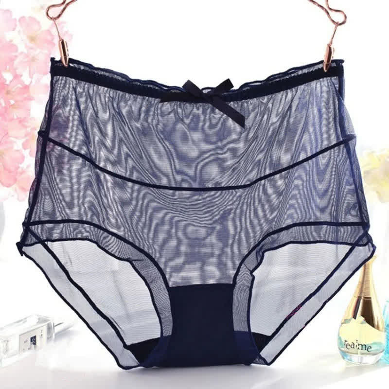 Plus Size Sexy High Waist Lace Transparent Panty(3 Packs)