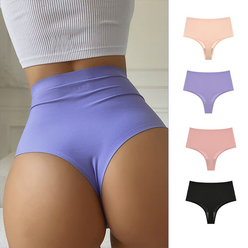 Plus Size High Waist Seamless Ice Silk Thong(3 Packs)
