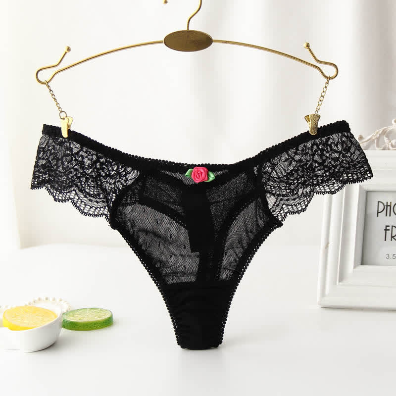 Plus Size Sexy Lace Rose Thong(3 Packs)