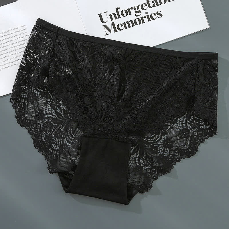 Plus Size Sexy High Waist Lace Semi-transparent Panty(3 Packs)
