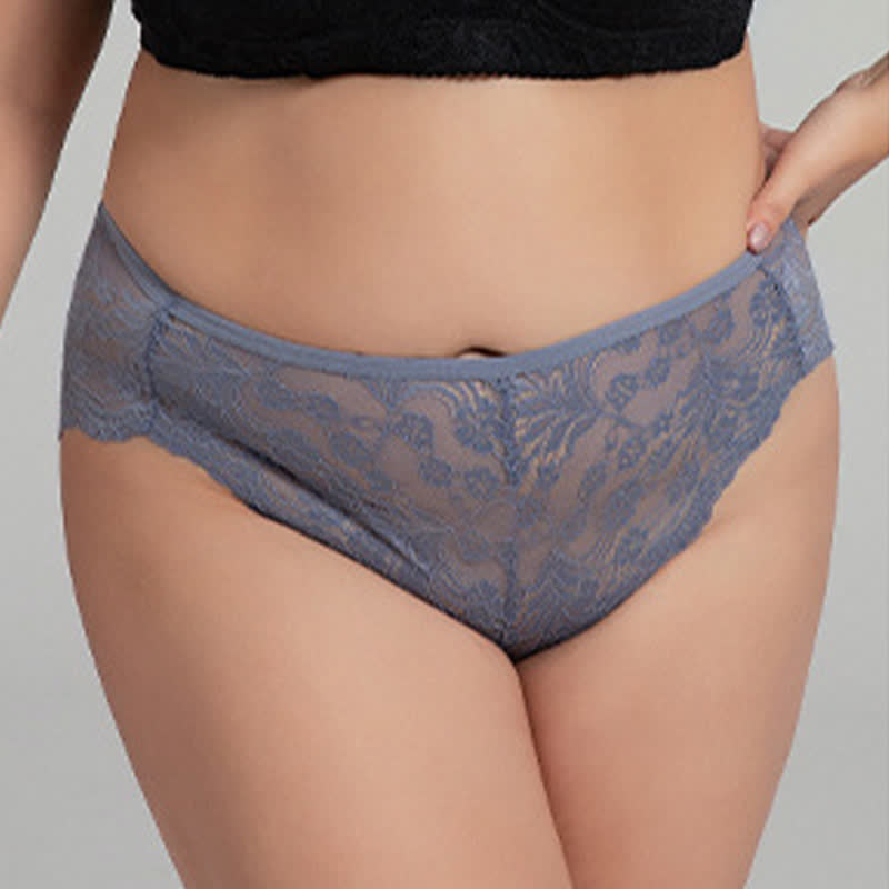 Plus Size Sexy High Waist Lace Semi-transparent Panty(3 Packs)