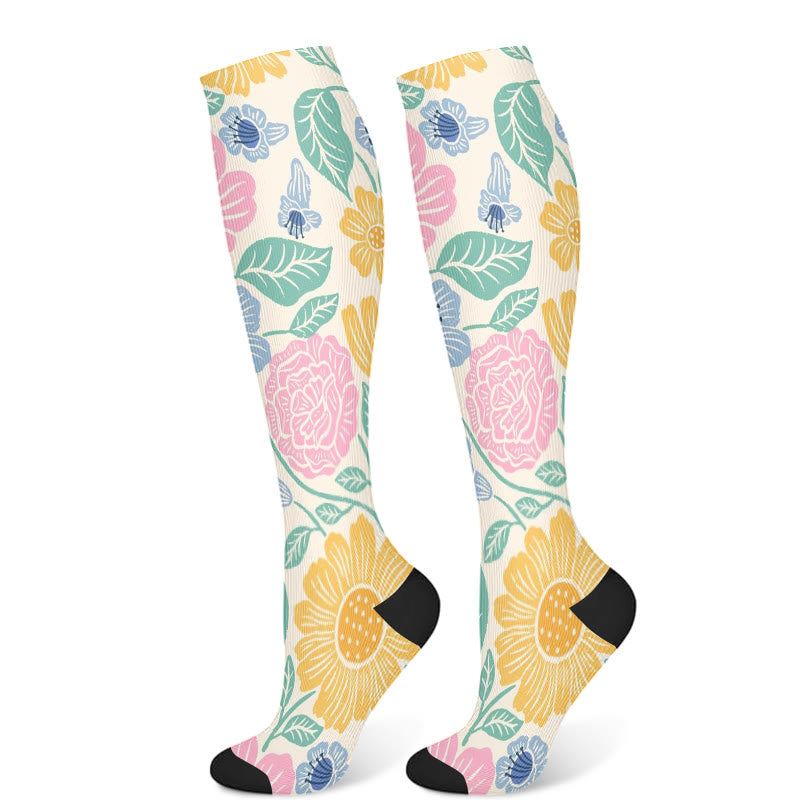 Flowers Bloom Compression Socks(3 Pairs) - A(1 Pair) - S/M - image 7