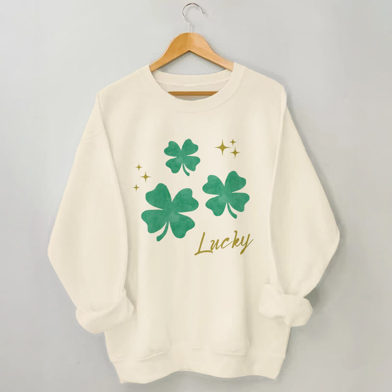 Plus Size Four Leaf Clover Sweatshirt - Apricot - 3XL - image 1