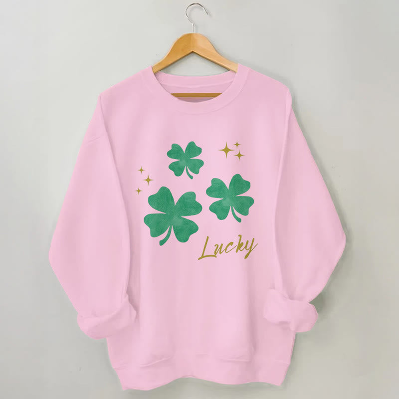 Plus Size Four Leaf Clover Sweatshirt - Pink - 3XL - image 5