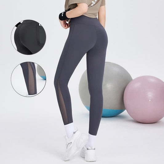 Plus Size High Waist Mesh Stitching Yoga Legging