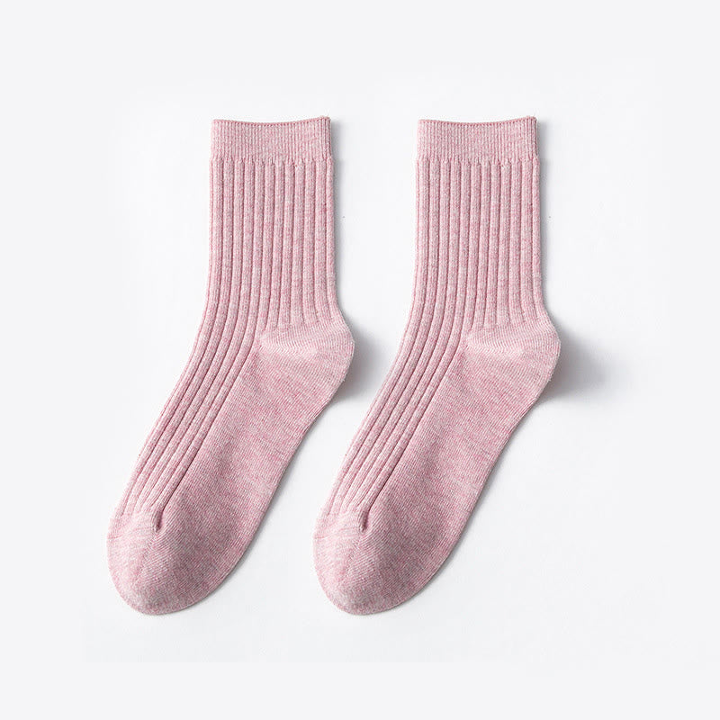 Solid Color Casual Cotton Quarter Socks(6 Pairs) - Pink - EU37-40(US4-7) - image 6