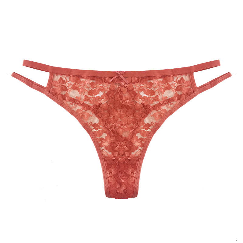 Sexy Transparent Lace Waist Hollow Thong(3 Packs)