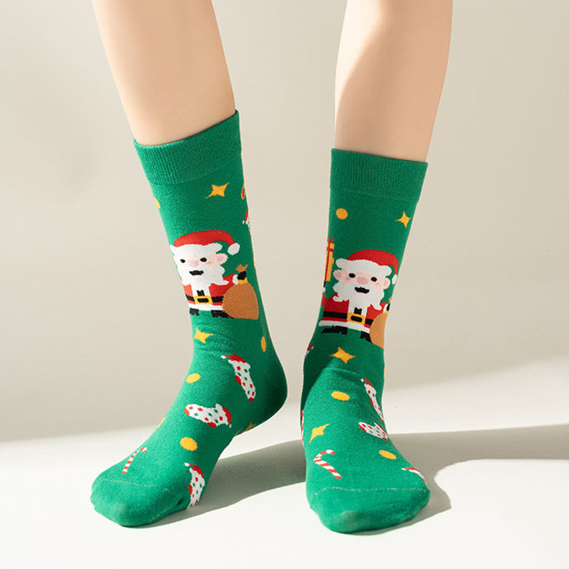 Plus Size Green Christmas Quarter Socks(3 Pairs) - image 3