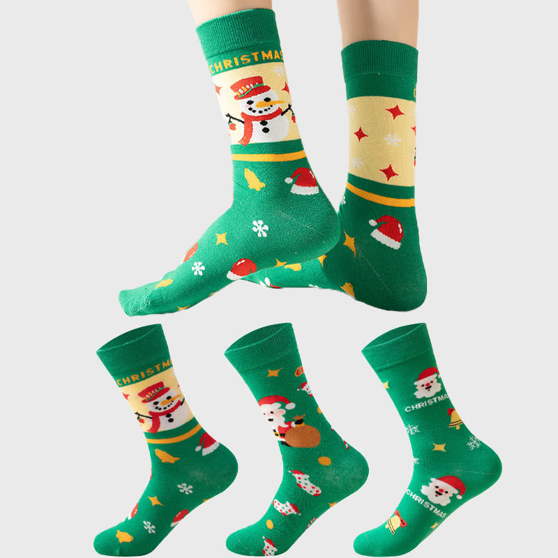 Plus Size Green Christmas Quarter Socks(3 Pairs) - image 1