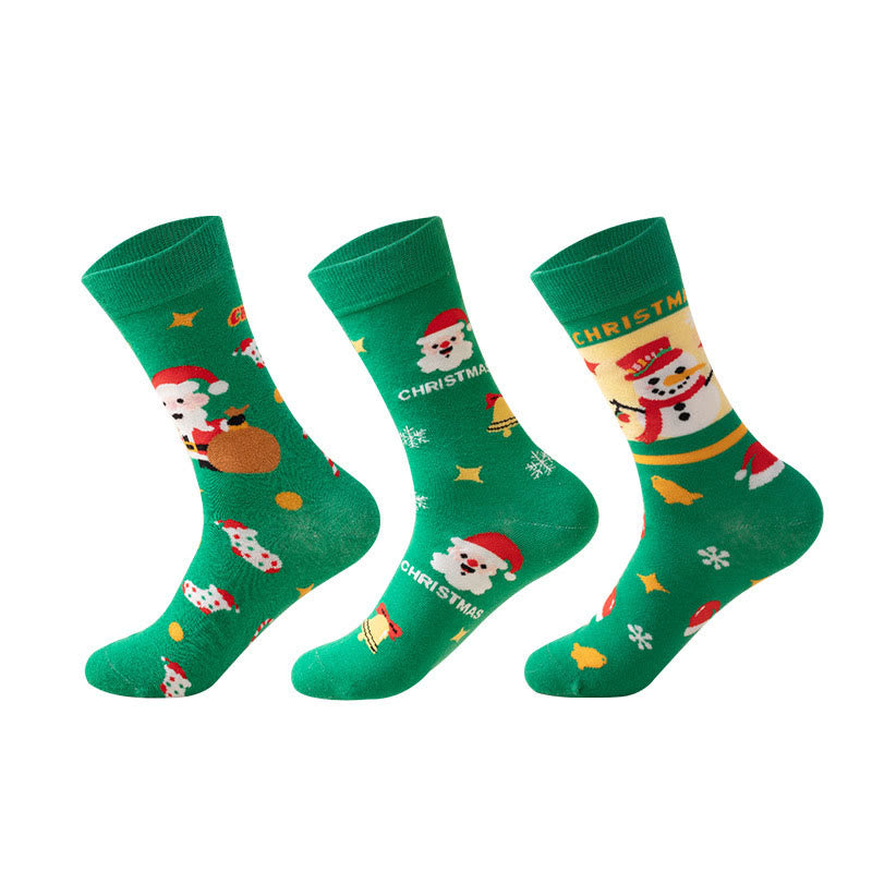 Plus Size Green Christmas Quarter Socks(3 Pairs) - Multicolor - EU36-44(US3-10) - image 9