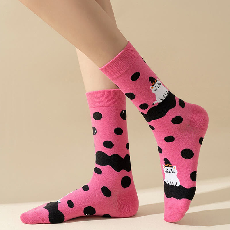 Plus Size Pink Cat Quarter Socks(3 Pairs) - image 5