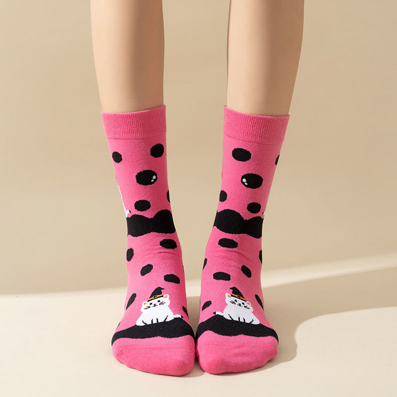 Plus Size Pink Cat Quarter Socks(3 Pairs) - image 3