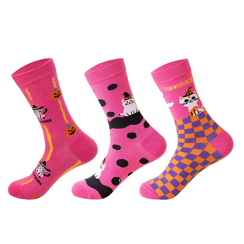 Plus Size Pink Cat Quarter Socks(3 Pairs) - image 9