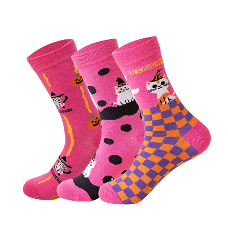 Plus Size Pink Cat Quarter Socks(3 Pairs) - Multicolor - EU36-44(US3-10) - image 8