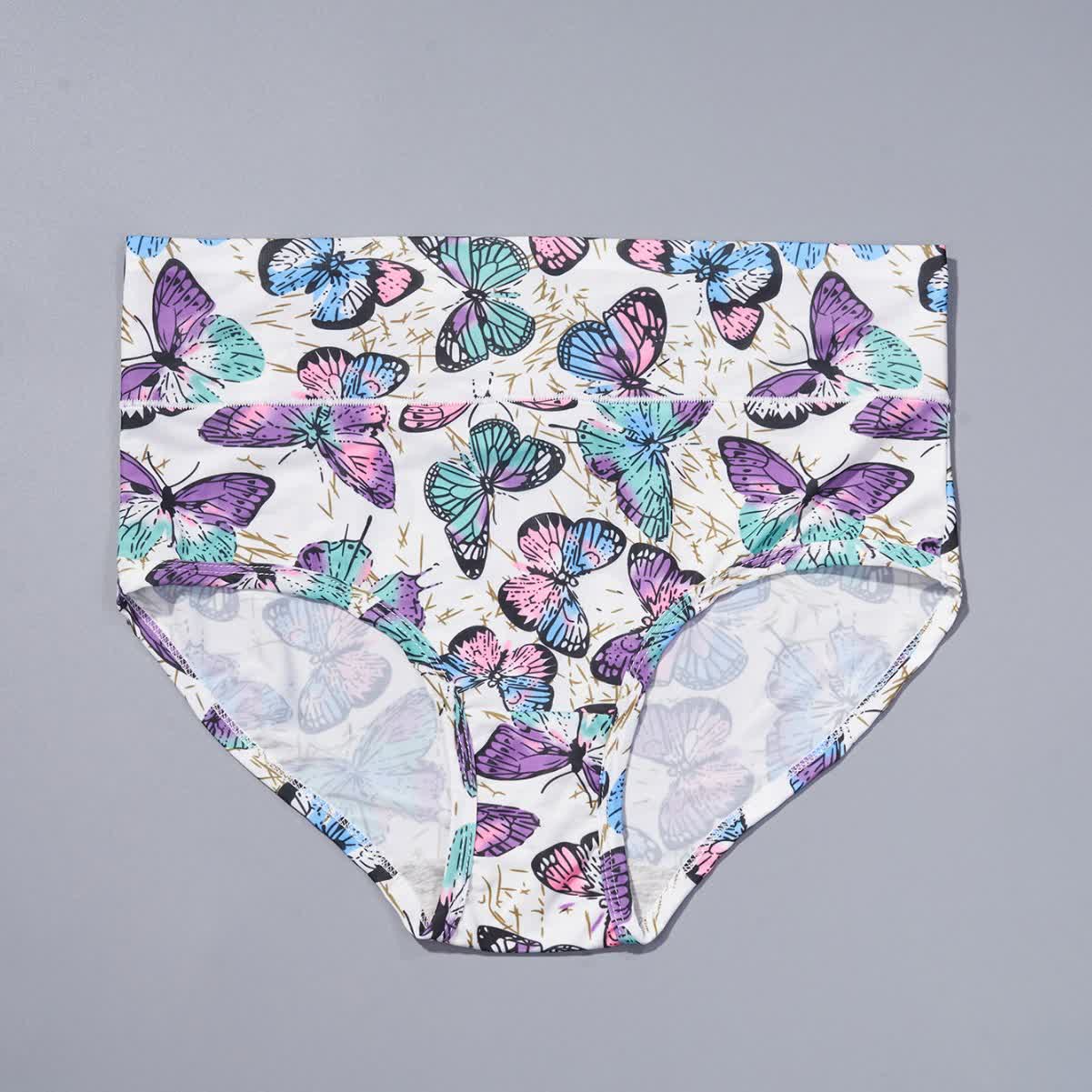 Butterfly Printed High Waist Brief(4 Packs) - image 2