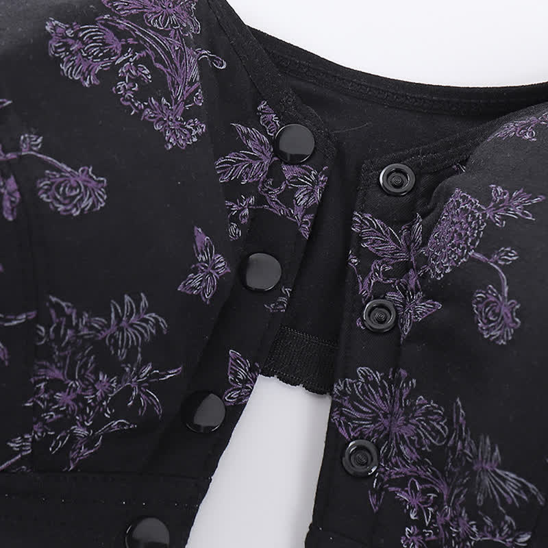 Butterfly Flower Printed Front Closure Wireless Bra - image 11