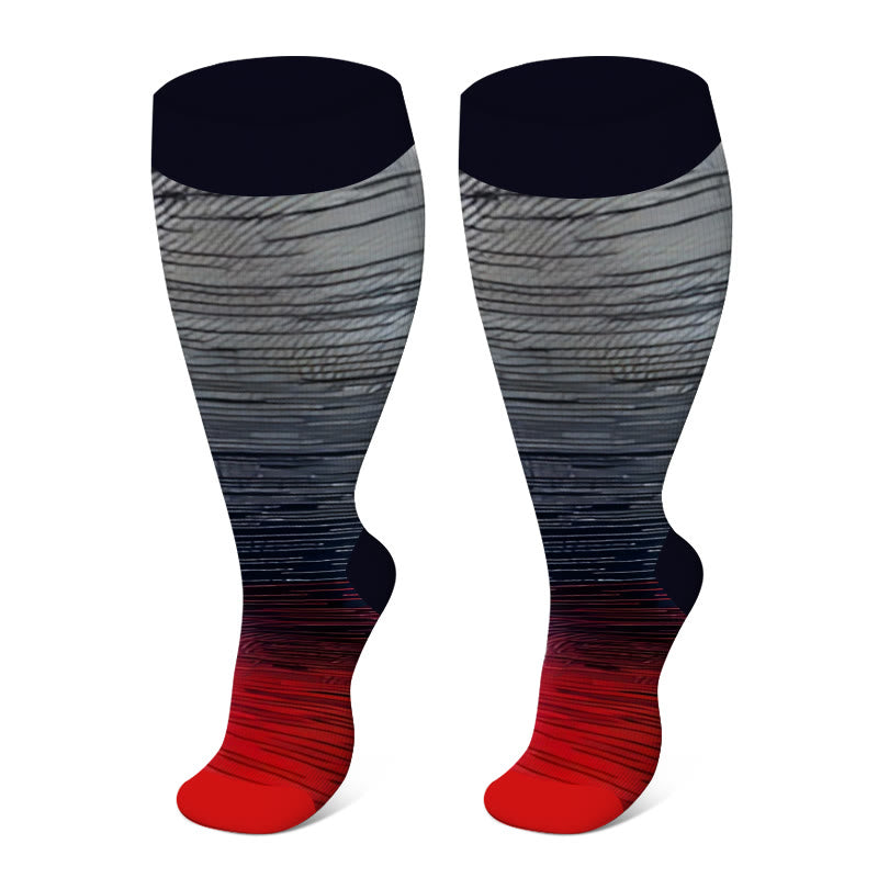 Plus Size Colorful Stripe Compression Socks