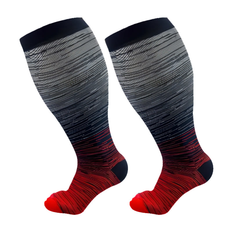 Plus Size Colorful Stripe Compression Socks