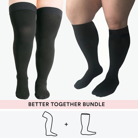 Bundle Plus Size Thigh High + Knee High Compression Socks