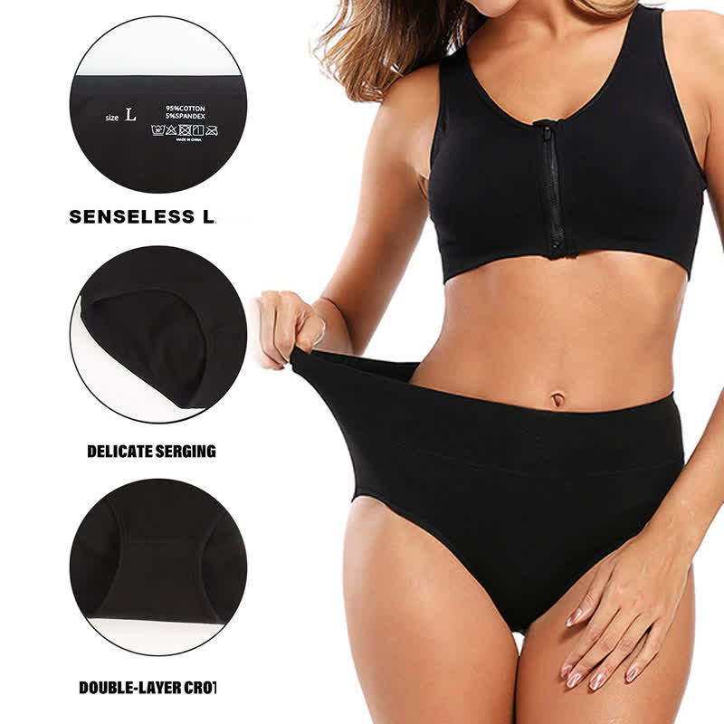 Solid Color Basic High Waist Brief(3 Packs)