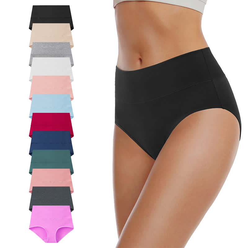 Solid Color Basic High Waist Brief(3 Packs)