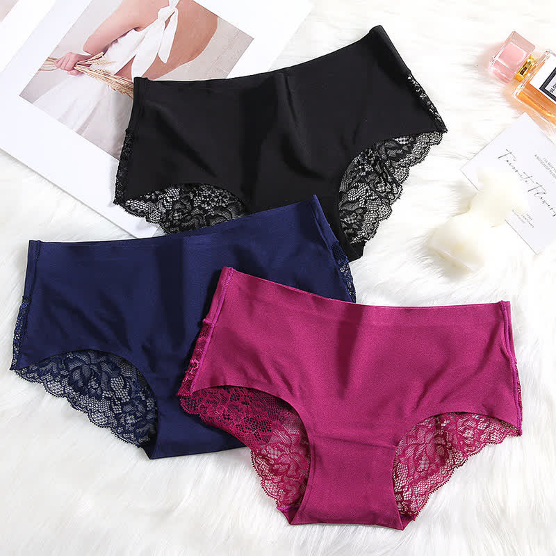 Mid-rise Sexy Ice Lace Brief(3 Packs)