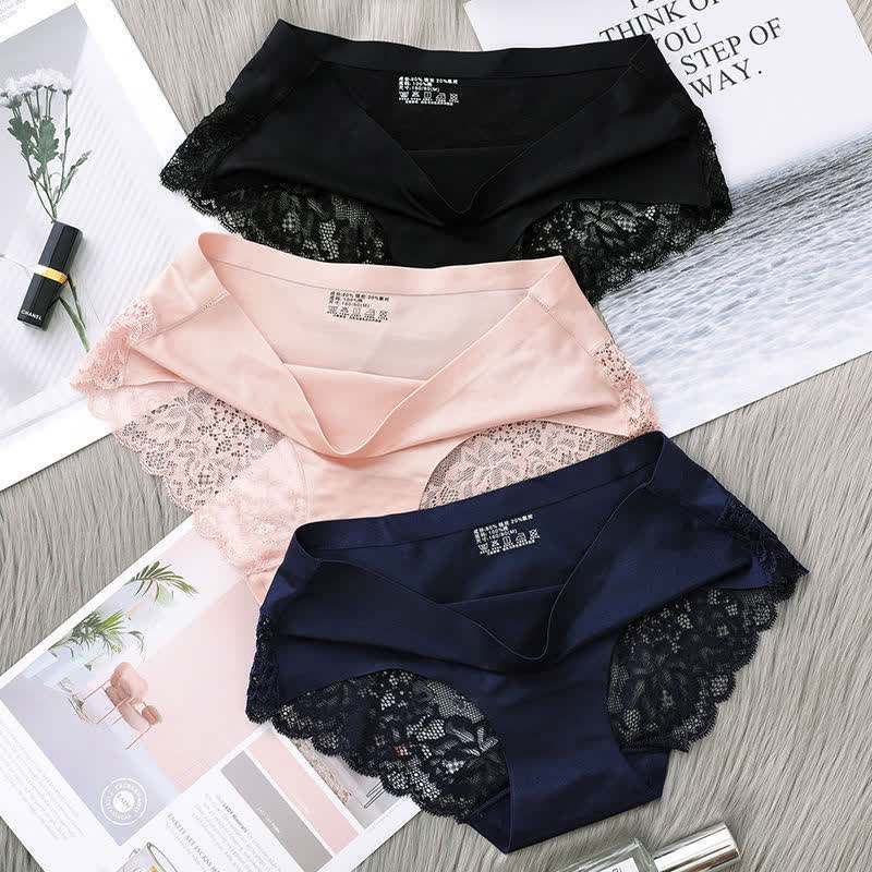 Mid-rise Sexy Ice Lace Brief(3 Packs)