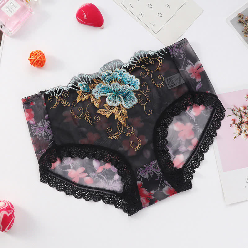 Plus Size Sexy Embroidered Lace Brief(3 Packs)