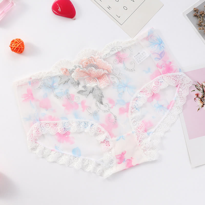 Plus Size Sexy Embroidered Lace Brief(3 Packs)