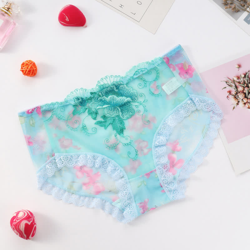 Plus Size Sexy Embroidered Lace Brief(3 Packs)