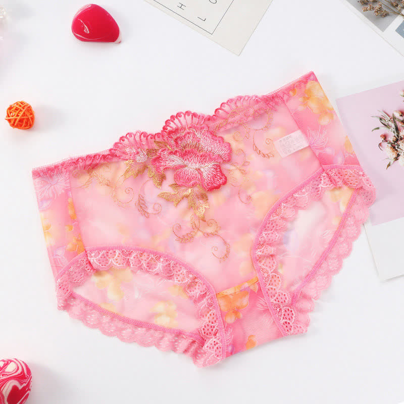 Plus Size Sexy Embroidered Lace Brief(3 Packs)