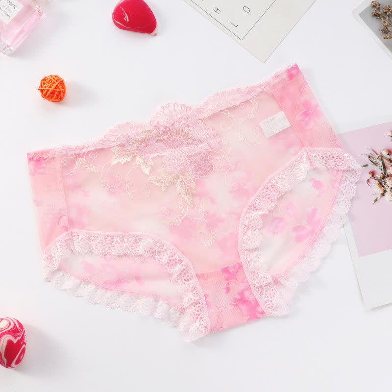 Plus Size Sexy Embroidered Lace Brief(3 Packs)