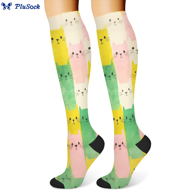 Cartoon Cat Compression Socks(3 Pairs)
