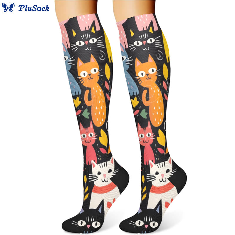 Cartoon Cat Compression Socks(3 Pairs)