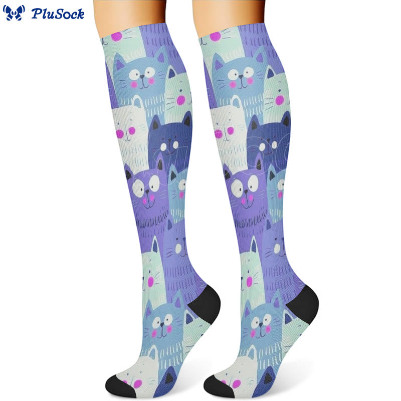 Cartoon Cat Compression Socks(3 Pairs)