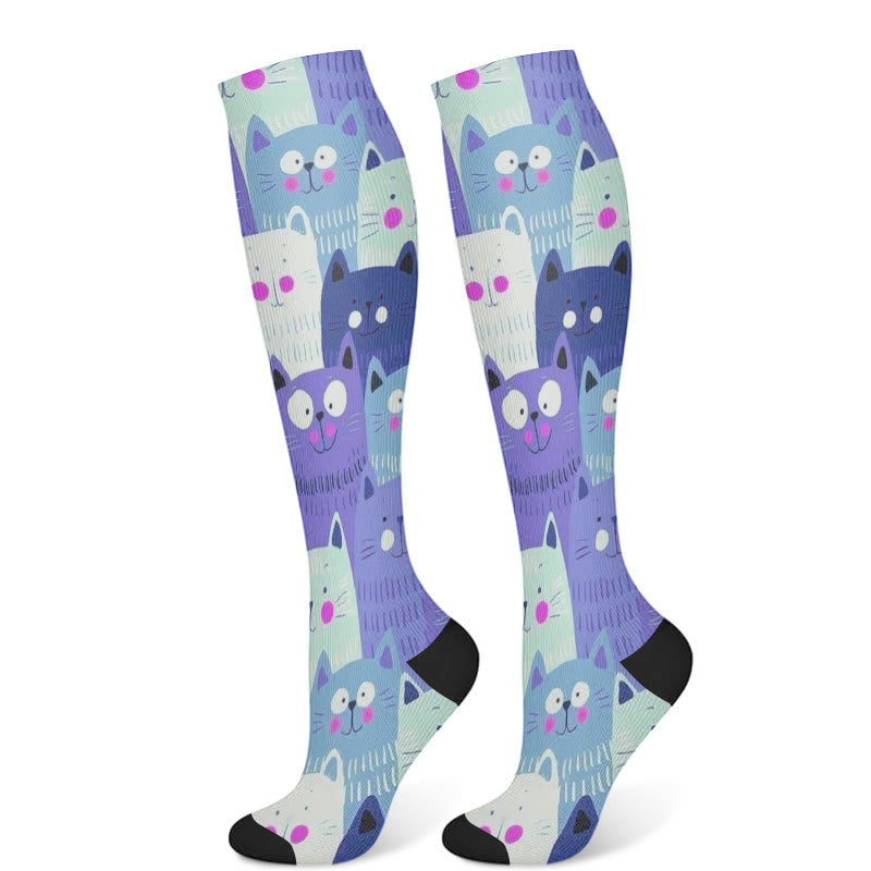 Cartoon Cat Compression Socks(3 Pairs)
