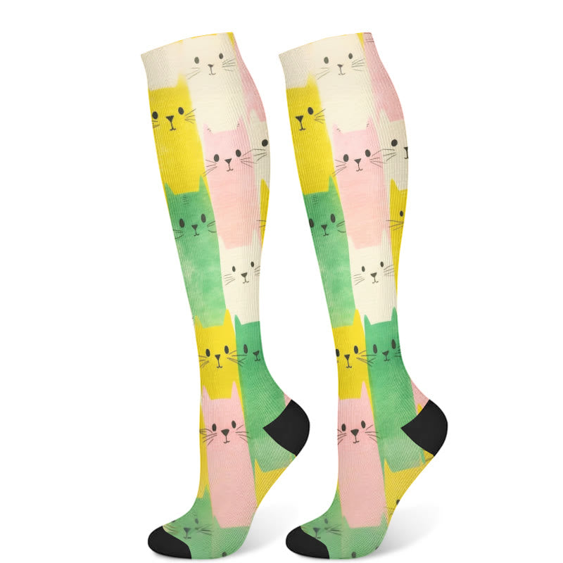 Cartoon Cat Compression Socks(3 Pairs)