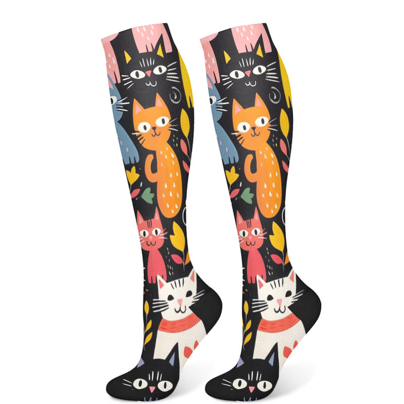 Cartoon Cat Compression Socks(3 Pairs)
