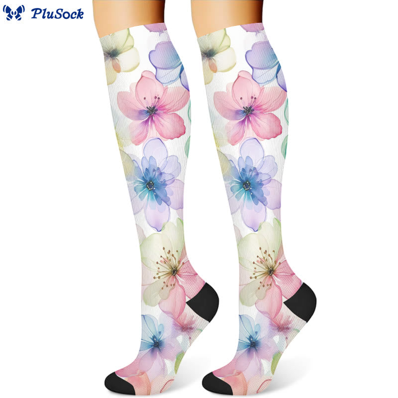 Purple Flower Series Compression Socks(3 Pairs) - image 3