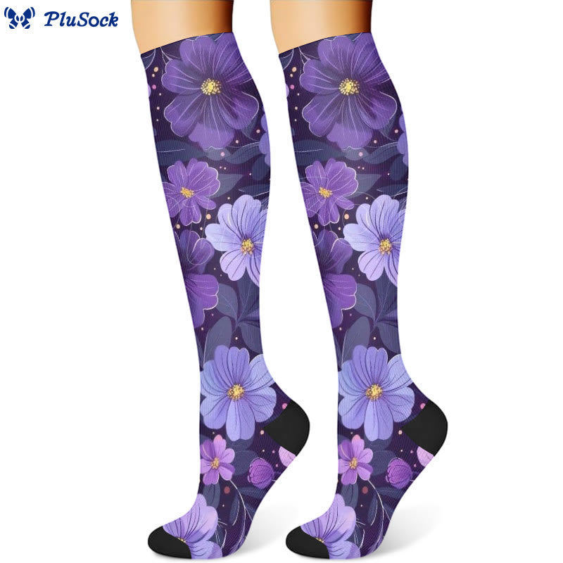 Purple Flower Series Compression Socks(3 Pairs) - image 2