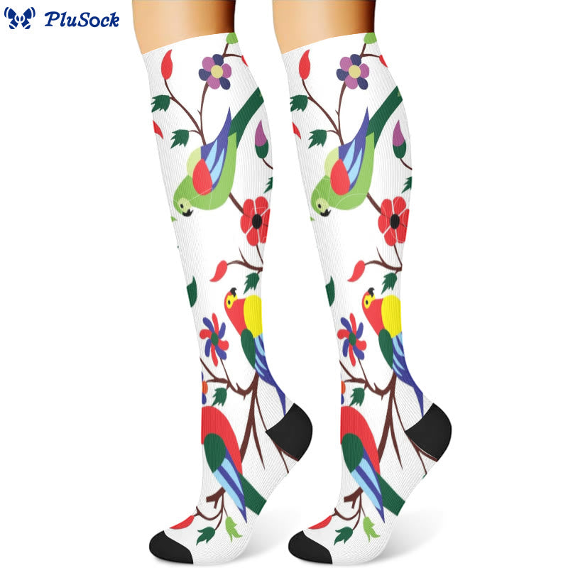 Flower Parrot Compression Socks(3 Pairs)