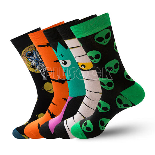 Halloween Holiday Cotton Fashion Crew Socks(5 Pairs) - Multicolor - EU38-45(US5-11) - image 1
